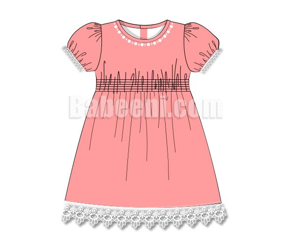 Pink velvet dress with pearls - DR 2801